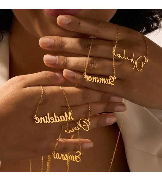 Personalized 18K Gold-Plated Heart Name Necklace – Custom Jewelry Gift for Mom & Her – FREE SHIPPING
