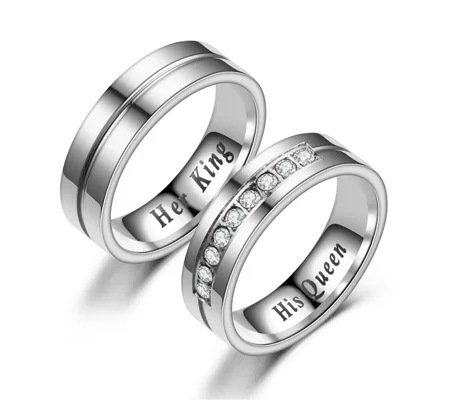 His Queen Her King Titanium Couple Rings | Matching Bands