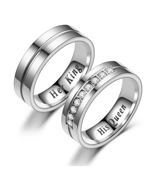 His Queen Her King Titanium Couple Rings – Wedding & Engagement Bands – FREE SHIPPING
