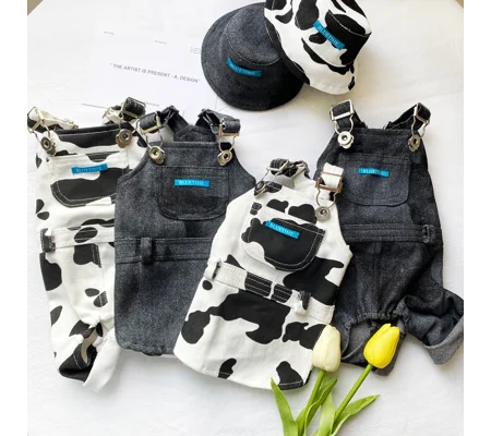Cute Dog Suspender Overalls & Skirt | Cow Print & Tie-Dye