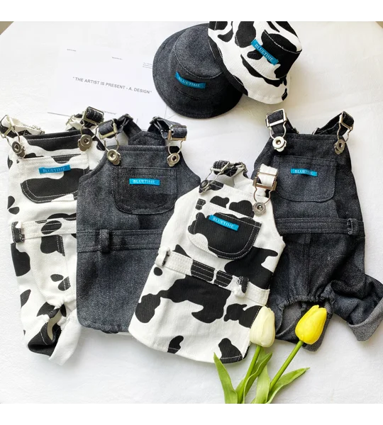 Cute Dog Suspender Overalls & Skirt | Cow Print & Tie-Dye