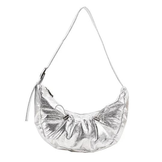 Holographic Crescent Shoulder Bag | Sparkle Ruffle Purse