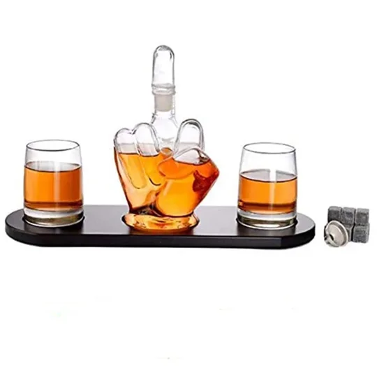 Middle Finger Whiskey Decanter Set | Funny Glass Barware Gift