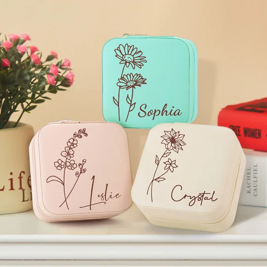 Personalized Birth Flower Jewelry Box | KEEPSORA