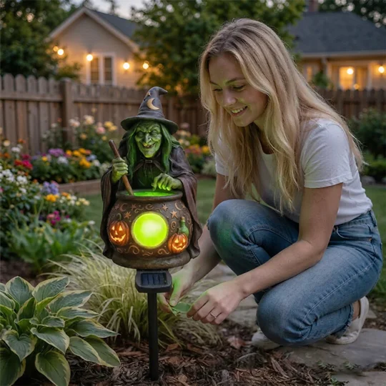 Solar Halloween Garden Light | Witch & Pumpkin | KEEPSORA
