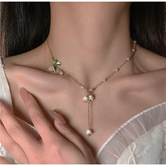 Lily of the Valley Pearl Flower Necklace | KEEPSORA