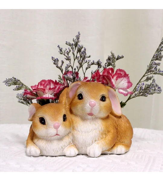 Adorable Rabbit Resin Flowerpot Planter – Cute Bunny Succulent Pot for Home, Desk & Garden Décor