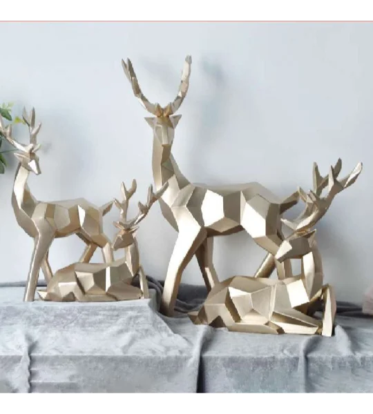 Modern Fortune Deer Resin Sculpture