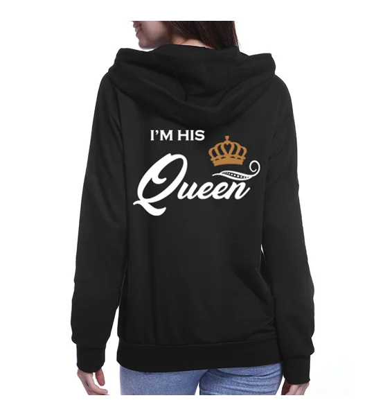 Her King His Queen Matching Couple Hoodies – Black King & Queen Sweatshirts for Couples