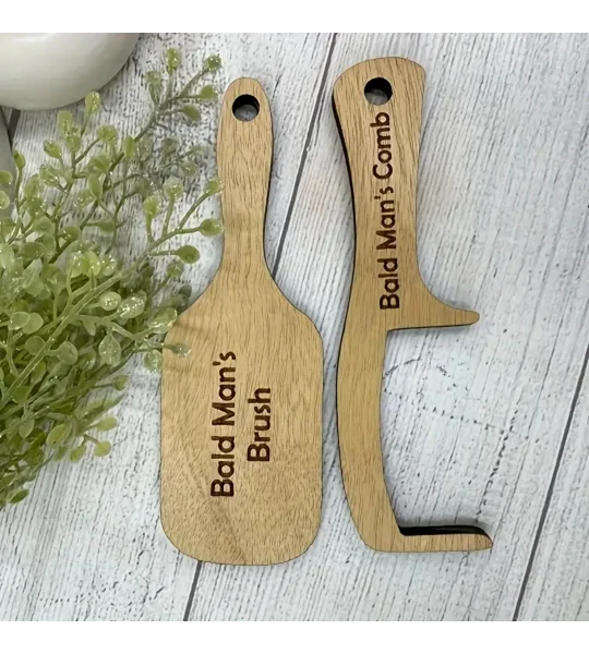 Funny Bald Man Wooden Comb or Brush Gag Gift – Hilarious Novelty Gift for Men – FREE SHIPPING
