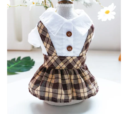 Plaid Dog & Cat Overalls and Dress | Coffee Checkered