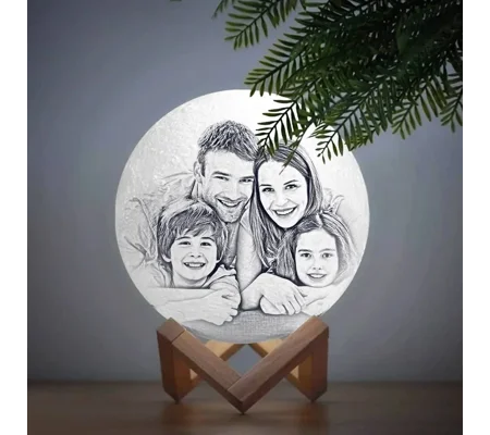 Personalized 3D Photo Moon Lamp | Custom LED Gift