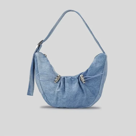 Holographic Crescent Shoulder Bag | Sparkle Ruffle Purse