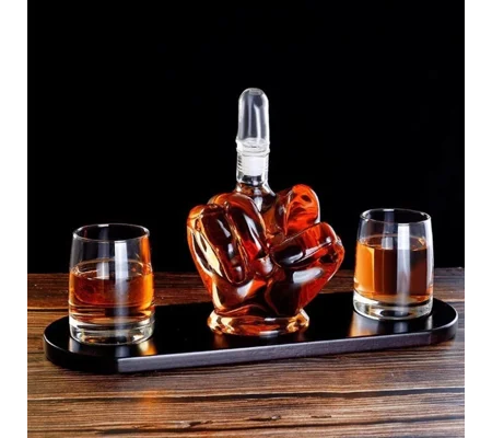 Middle Finger Whiskey Decanter Set | Funny Glass Barware Gift