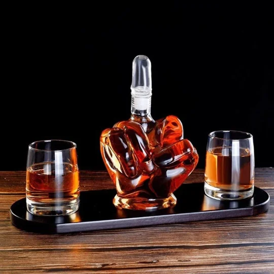 Middle Finger Whiskey Decanter Set | Funny Glass Barware Gift