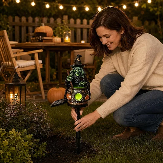 Solar Halloween Garden Light | Witch & Pumpkin | KEEPSORA