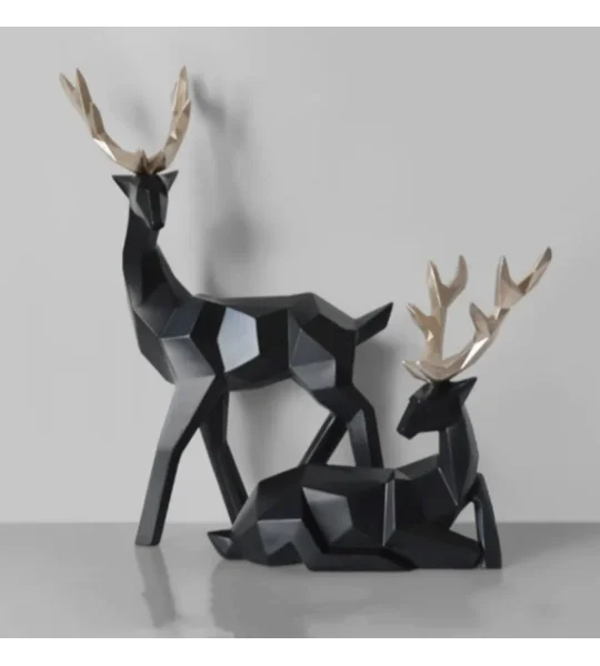 Modern Fortune Deer Resin Sculpture