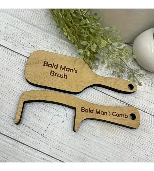 Funny Bald Man Wooden Comb or Brush Gag Gift – Hilarious Novelty Gift for Men – FREE SHIPPING