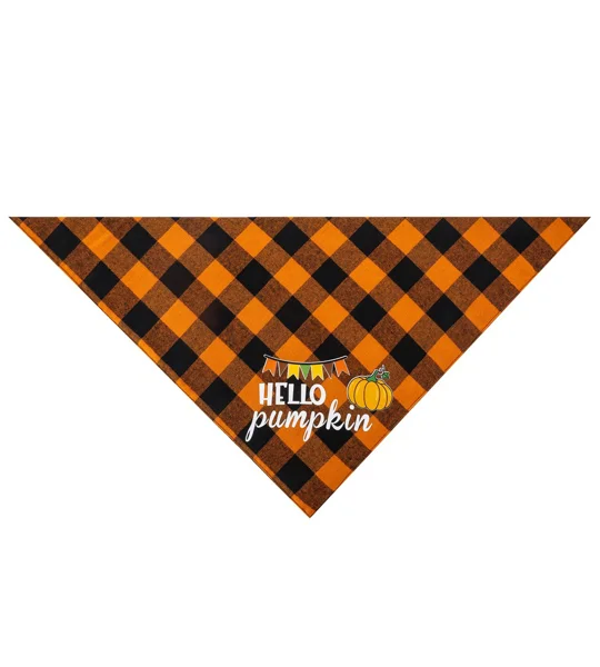 Thanksgiving Plaid Pet Bandana – Cotton Fall Dog & Cat Scarf for Holiday Photos – FREE SHIPPING