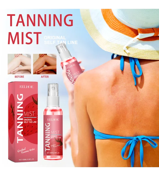 Sun-Free Self-Tanning Mist – Bronzed Summer Glow with Hyaluronic Acid & Glycerin – FREE SHIPPING