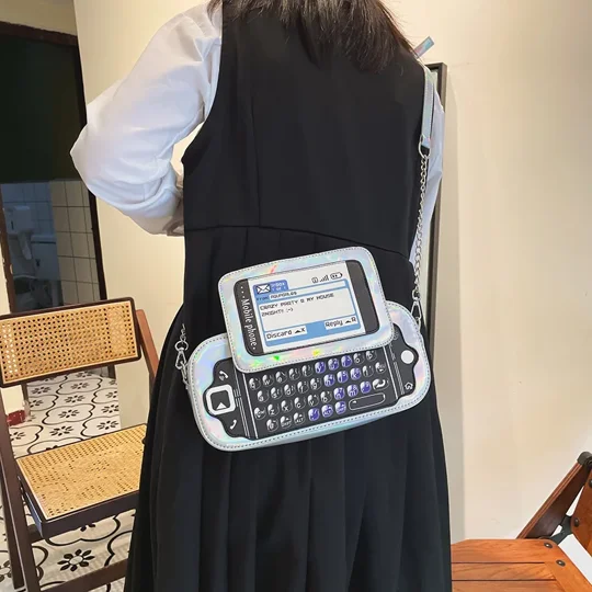 Novelty Phone-Shaped Crossbody Bag | Reflective PU Purse