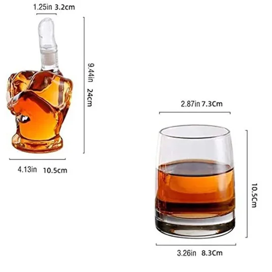 Middle Finger Whiskey Decanter Set | Funny Glass Barware Gift