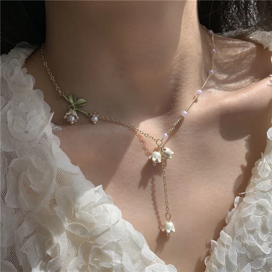 Lily of the Valley Pearl Flower Necklace | KEEPSORA
