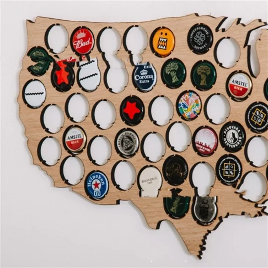 Wooden Beer Cap Map Display – Beer Lover Gift | KEEPSORA