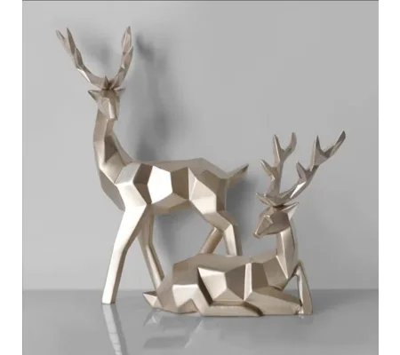 Modern Fortune Deer Resin Sculpture – Elegant Minimalist Deer Statue for Living Room, Shelf & Home D
