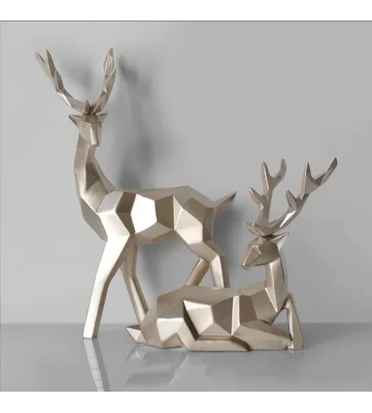 Modern Fortune Deer Resin Sculpture