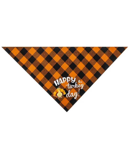 Thanksgiving Plaid Pet Bandana – Cotton Fall Dog & Cat Scarf for Holiday Photos – FREE SHIPPING