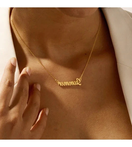 Personalized 18K Gold-Plated Heart Name Necklace – Custom Jewelry Gift for Mom & Her – FREE SHIPPING