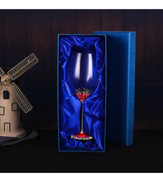 European Enamel Red Wine Glass – Chrysanthemum Crystal Glass Goblet 11.8 oz – FREE SHIPPING
