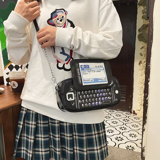 Novelty Phone-Shaped Crossbody Bag | Reflective PU Purse