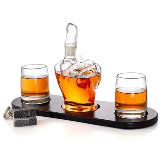 Middle Finger Whiskey Decanter Set | Funny Glass Barware Gift
