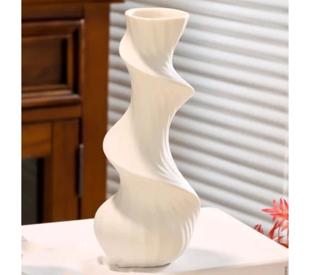 Modern White Ceramic Vase – Minimalist Decorative Home Accent