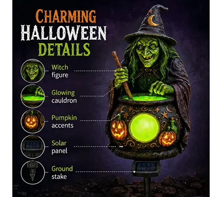 Solar Halloween Garden Light – Witch & Pumpkin Outdoor Lantern