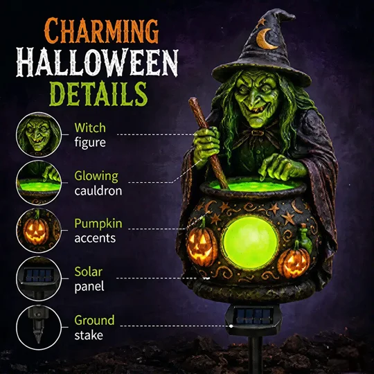 Solar Halloween Garden Light | Witch & Pumpkin | KEEPSORA