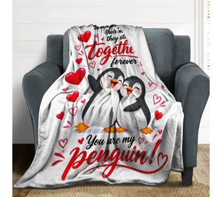 Penguin Love Flannel Blanket – You Are My Penguin Forever