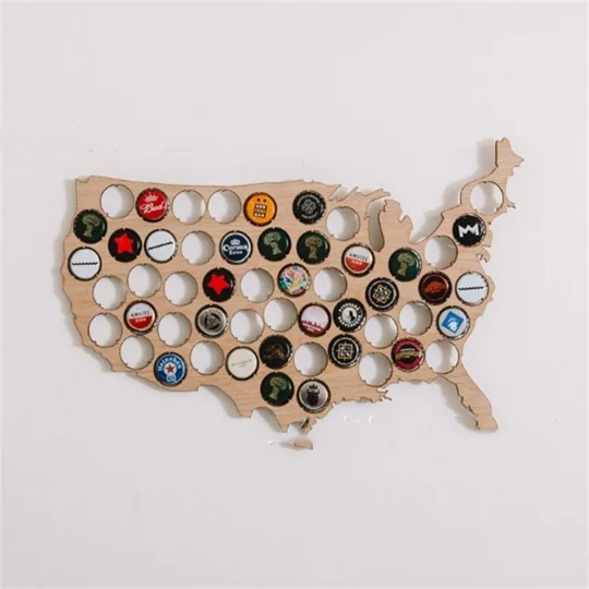 Wooden Beer Cap Map Display – Beer Lover Gift | KEEPSORA