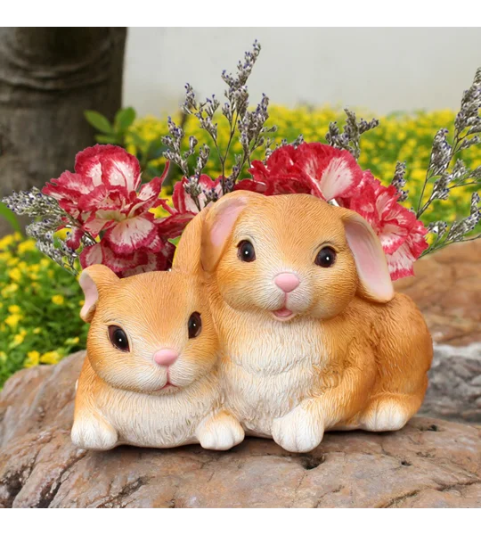 Adorable Rabbit Resin Flowerpot Planter – Cute Bunny Succulent Pot for Home, Desk & Garden Décor