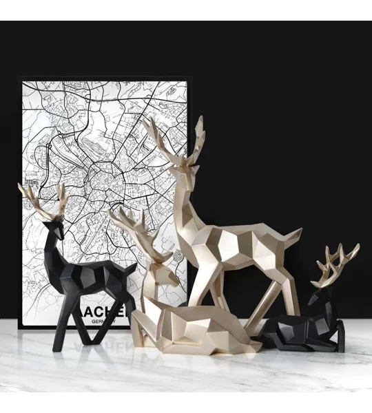 Modern Fortune Deer Resin Sculpture