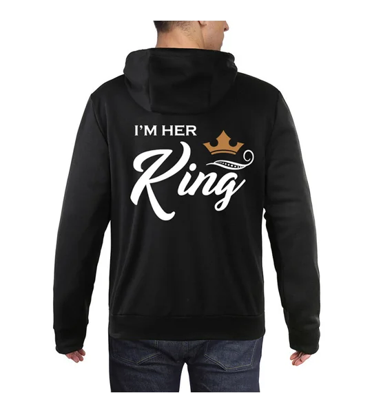 Her King His Queen Matching Couple Hoodies – Black King & Queen Sweatshirts for Couples