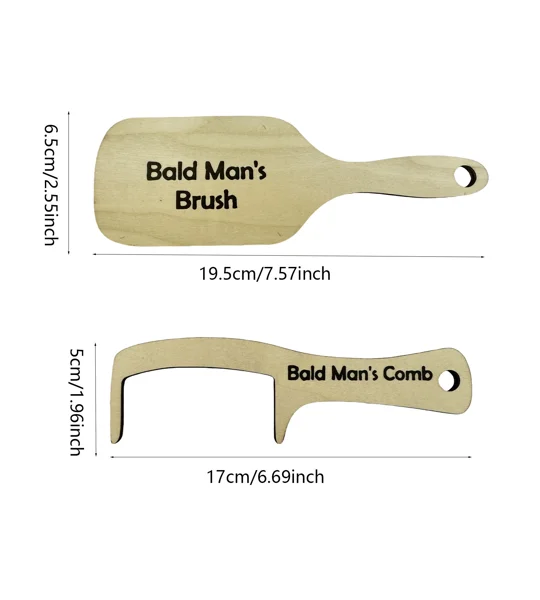 Funny Bald Man Wooden Comb or Brush Gag Gift – Hilarious Novelty Gift for Men – FREE SHIPPING