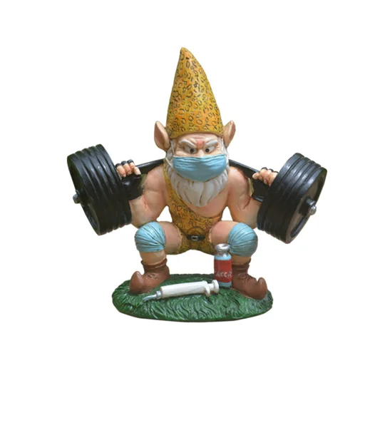 Weightlifting Gnome Garden Statue – Hand-Painted Resin Strongman Gnome Ornament – FREE SHIPPING