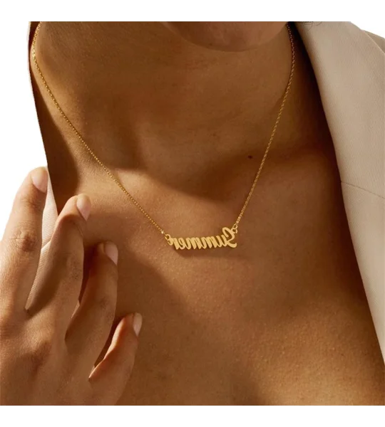 Personalized 18K Gold-Plated Heart Name Necklace – Custom Jewelry Gift for Mom & Her – FREE SHIPPING