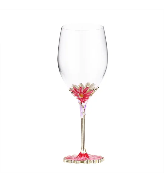 European Enamel Red Wine Glass – Chrysanthemum Crystal Glass Goblet 11.8 oz – FREE SHIPPING