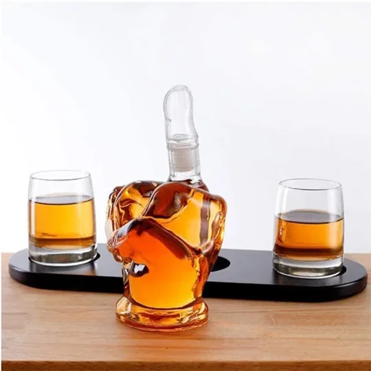 Middle Finger Whiskey Decanter Set | Funny Glass Barware Gift