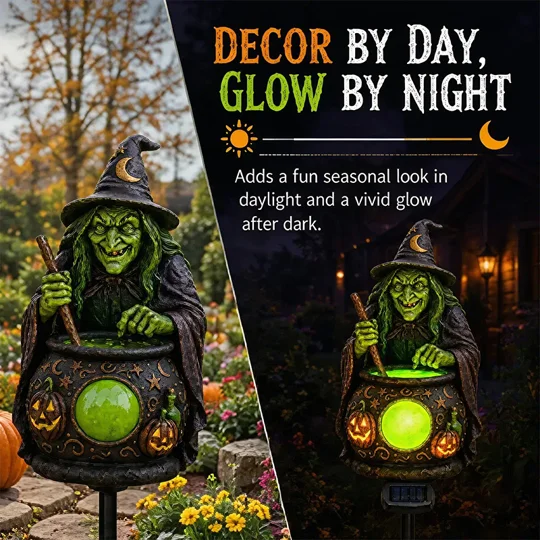 Solar Halloween Garden Light | Witch & Pumpkin | KEEPSORA