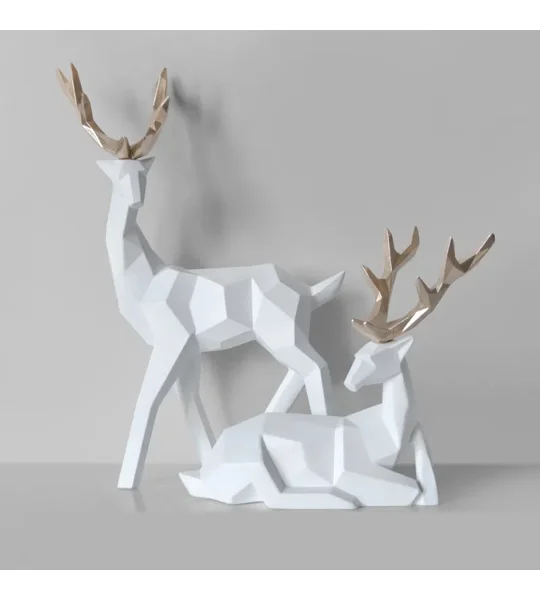 Modern Fortune Deer Resin Sculpture